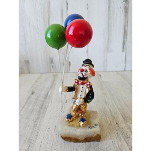Vintage Ron Lee clown balloons sad gold statue figurine circus‎
